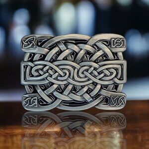 Silver Metal Celtic Viking Unisex Belt Buckle